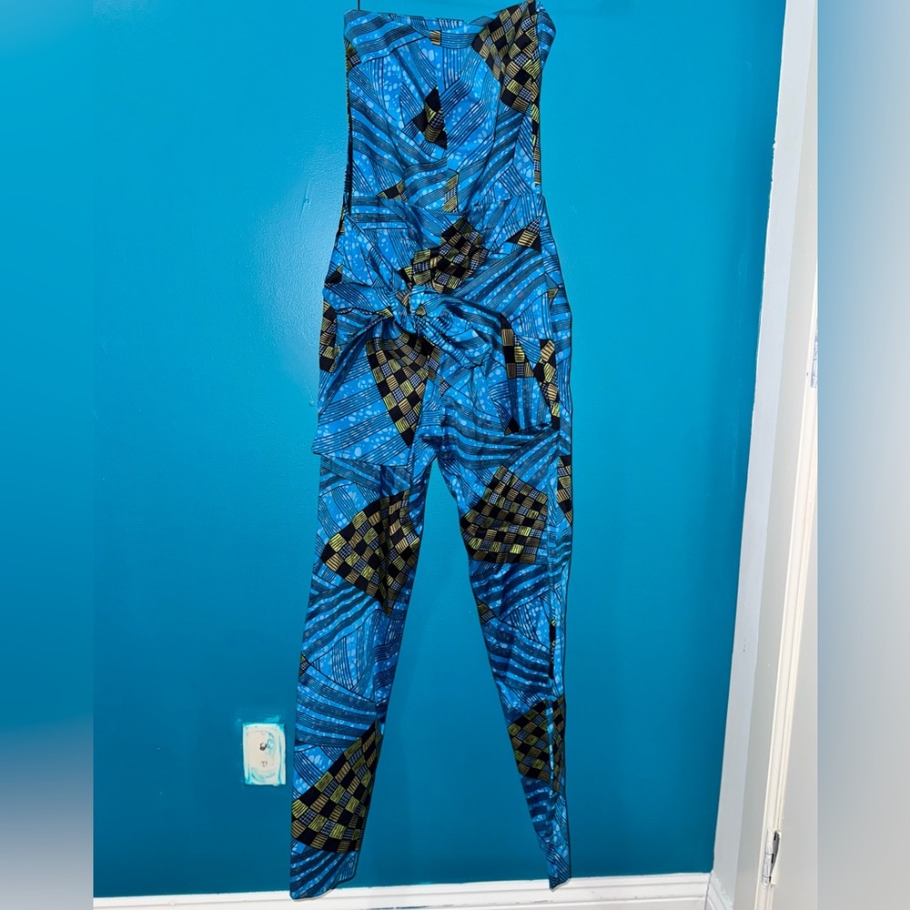 Blue and Black Patterned Jumpsuit